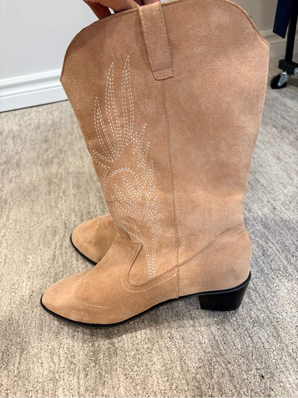 Tan Suede Like Western Cowboy Boots Size 43 - Picture 2 of 8